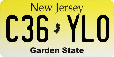 NJ license plate C36YLO