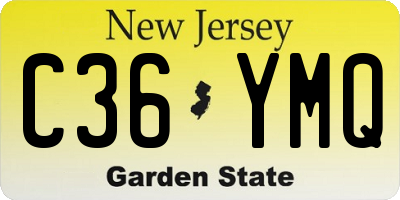 NJ license plate C36YMQ