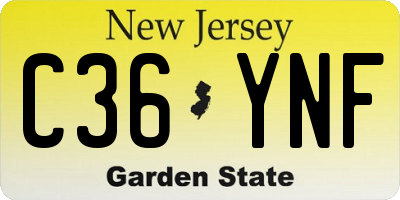 NJ license plate C36YNF