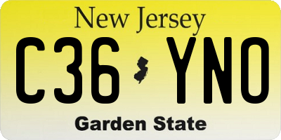 NJ license plate C36YNO