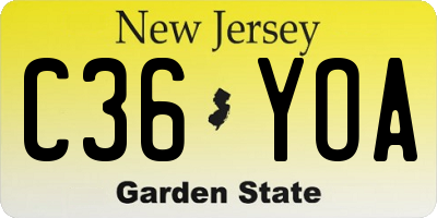 NJ license plate C36YOA