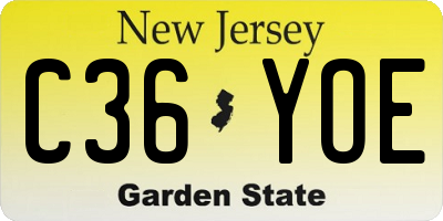 NJ license plate C36YOE