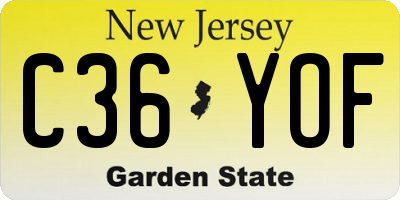 NJ license plate C36YOF