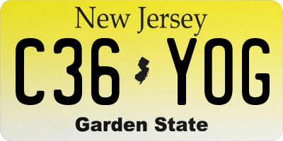 NJ license plate C36YOG