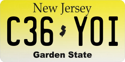 NJ license plate C36YOI