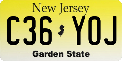 NJ license plate C36YOJ