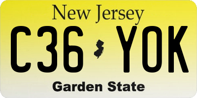 NJ license plate C36YOK