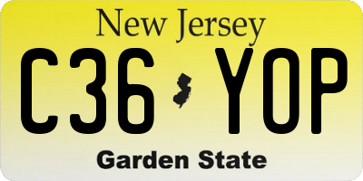 NJ license plate C36YOP