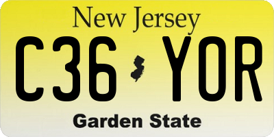 NJ license plate C36YOR
