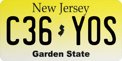 NJ license plate C36YOS