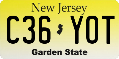 NJ license plate C36YOT