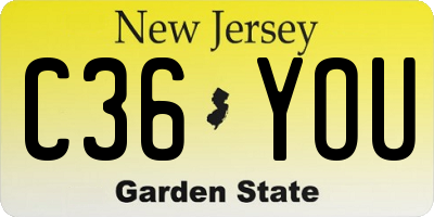 NJ license plate C36YOU