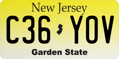NJ license plate C36YOV