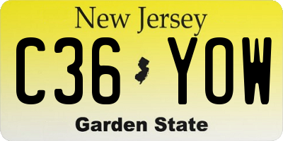 NJ license plate C36YOW