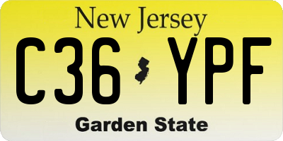 NJ license plate C36YPF