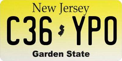 NJ license plate C36YPO