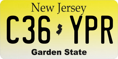 NJ license plate C36YPR