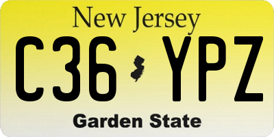 NJ license plate C36YPZ