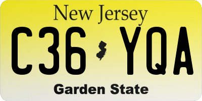 NJ license plate C36YQA