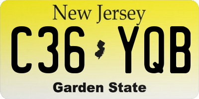 NJ license plate C36YQB