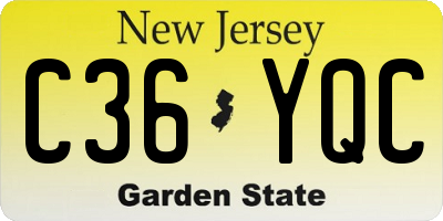 NJ license plate C36YQC