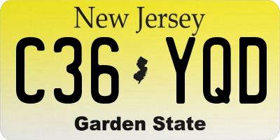 NJ license plate C36YQD