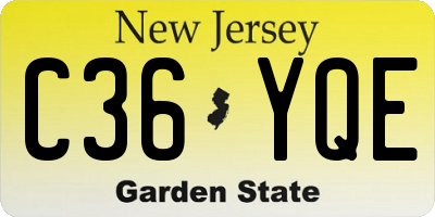 NJ license plate C36YQE