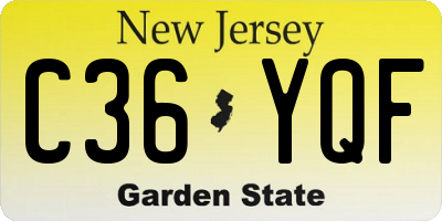 NJ license plate C36YQF