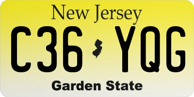 NJ license plate C36YQG