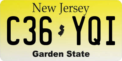 NJ license plate C36YQI