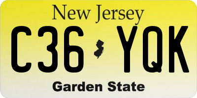 NJ license plate C36YQK