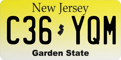 NJ license plate C36YQM