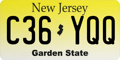 NJ license plate C36YQQ