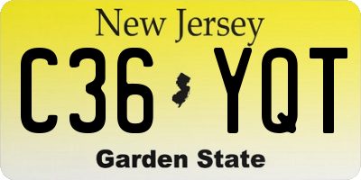 NJ license plate C36YQT