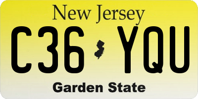 NJ license plate C36YQU