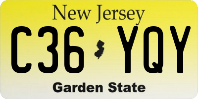 NJ license plate C36YQY