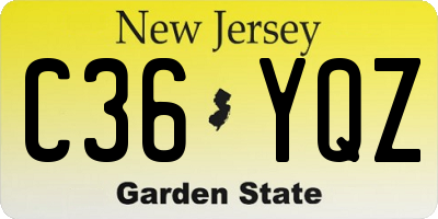NJ license plate C36YQZ