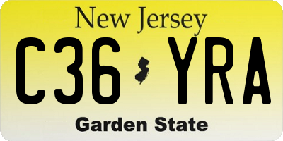 NJ license plate C36YRA