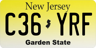 NJ license plate C36YRF