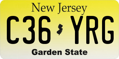 NJ license plate C36YRG