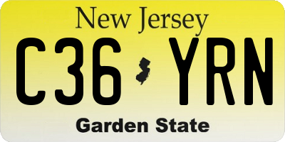 NJ license plate C36YRN