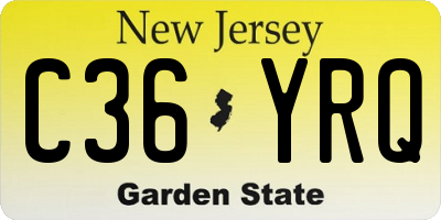 NJ license plate C36YRQ