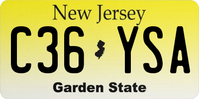 NJ license plate C36YSA