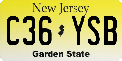NJ license plate C36YSB