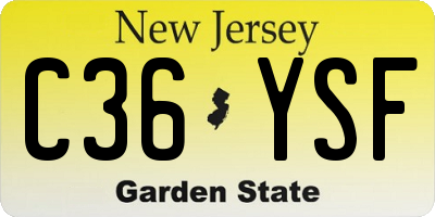 NJ license plate C36YSF