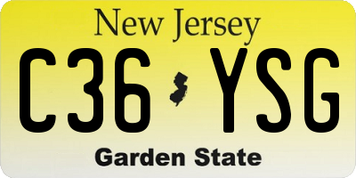 NJ license plate C36YSG