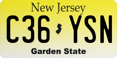 NJ license plate C36YSN