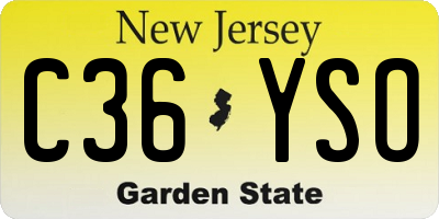 NJ license plate C36YSO