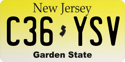 NJ license plate C36YSV