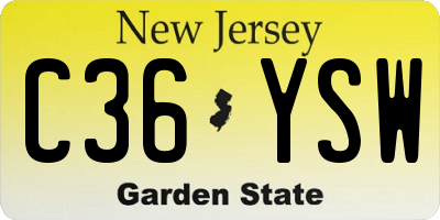 NJ license plate C36YSW